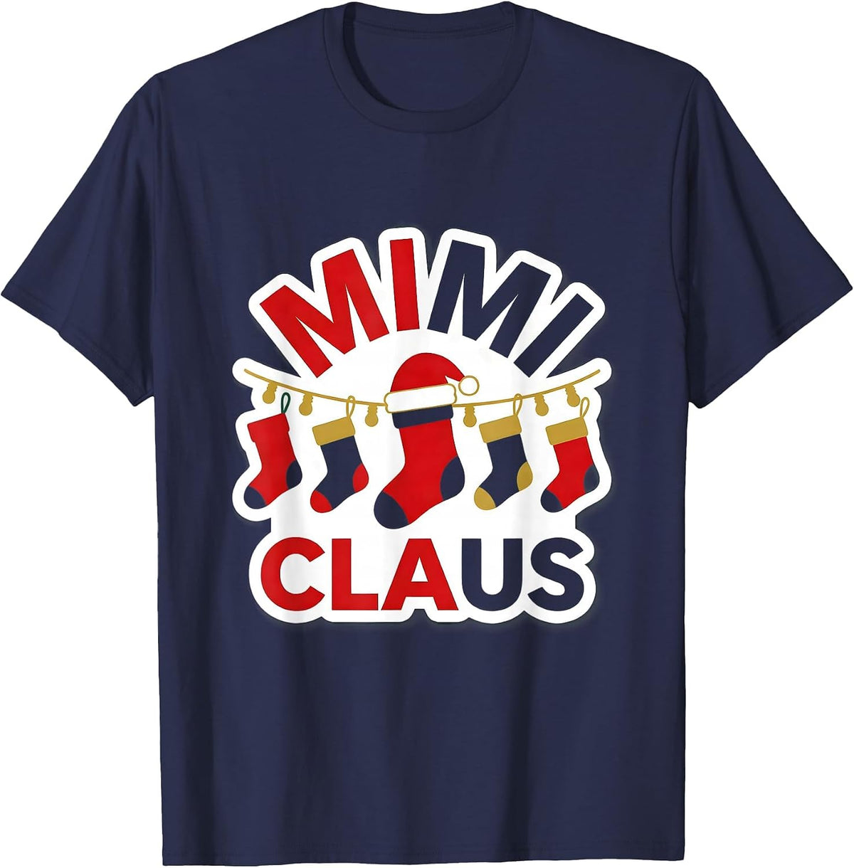 Men's Mimi Claus Family Matching Christmas Pajama Role Humor T-Shirt - Navy Blue