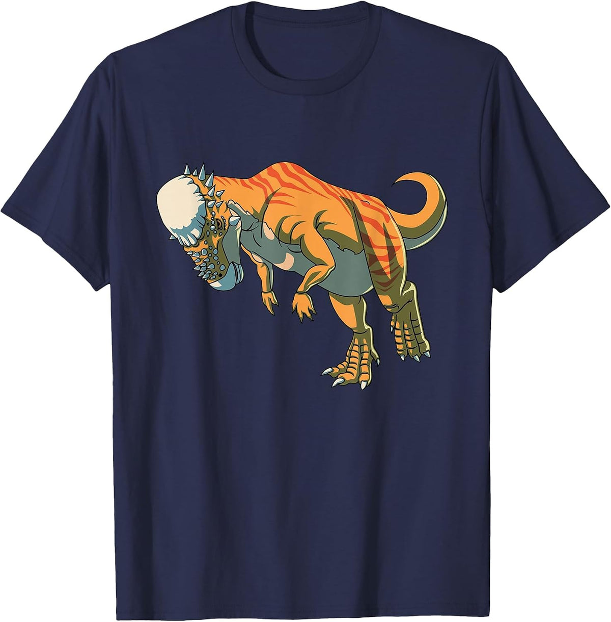 Realistic Pachycephalosaurus Dinosaur Prehistoric Art T-Shirt - Navy Blue
