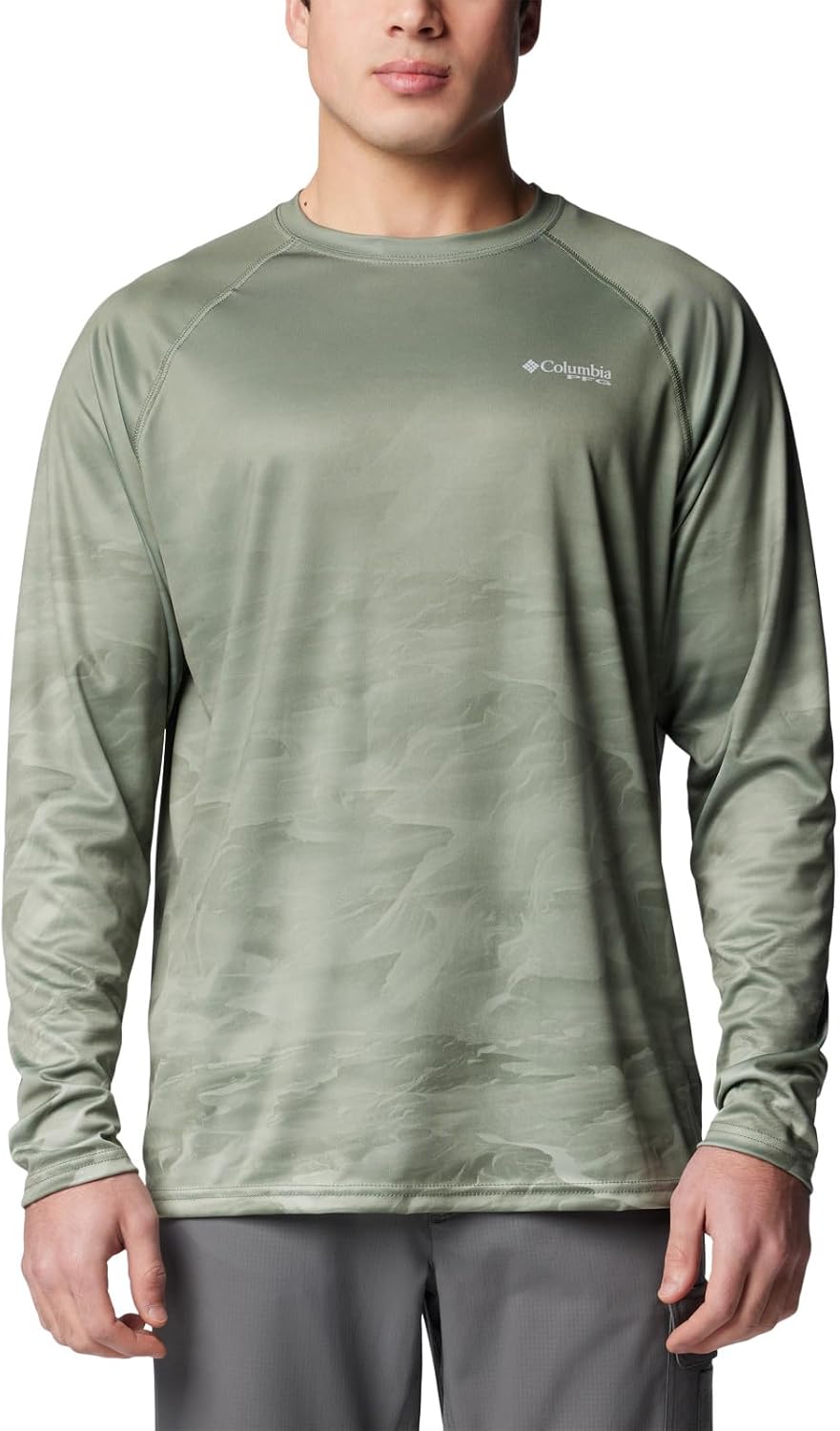 Columbia Men's Super Terminal Tackle PFG Fish Flow Long Sleeve - Cypress Undulating\/Fish Flow Trout