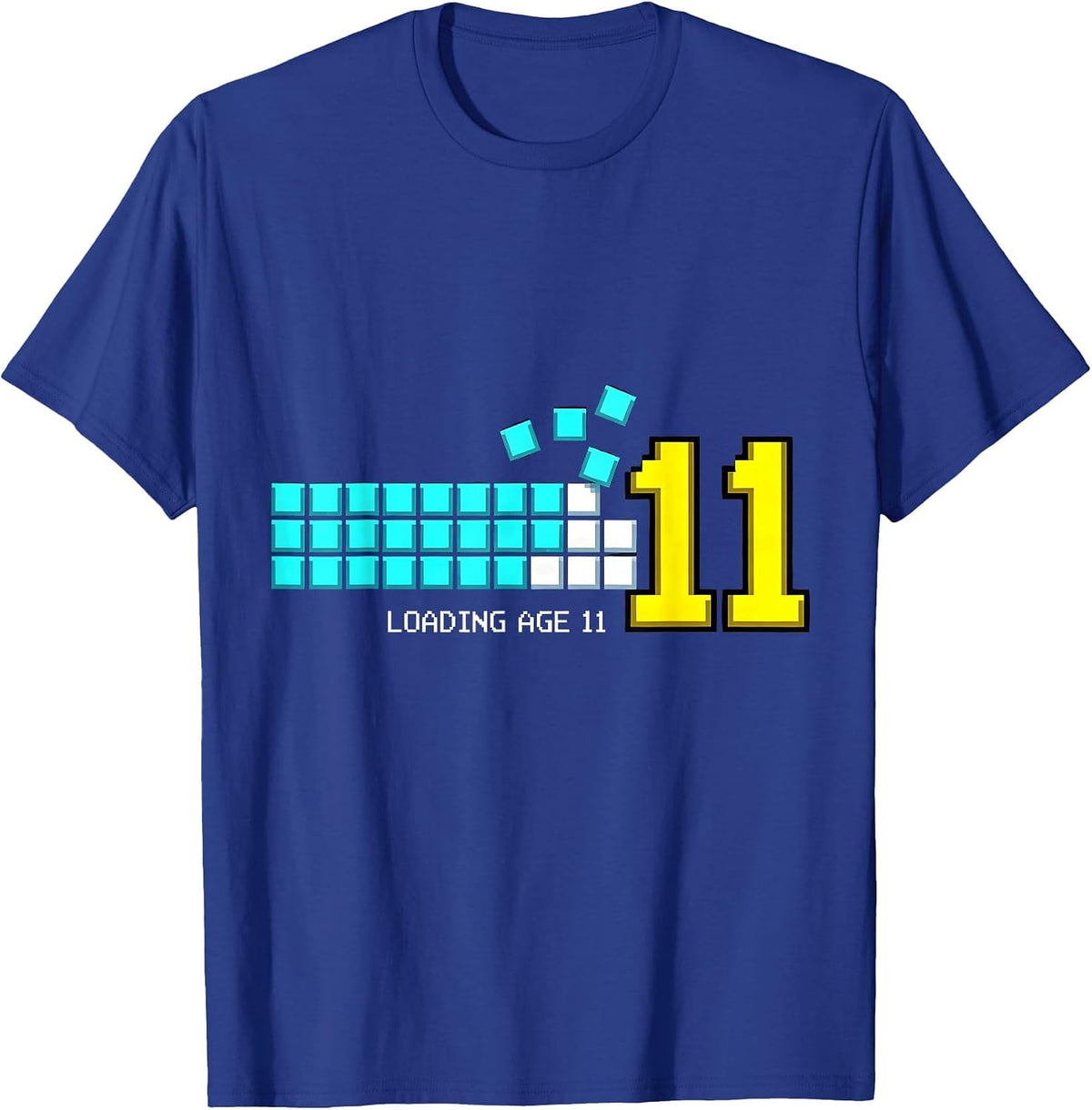 LOADING AGE 11 Pixel Art Gamer Birthday Level-Up T-Shirt - Royal Blue