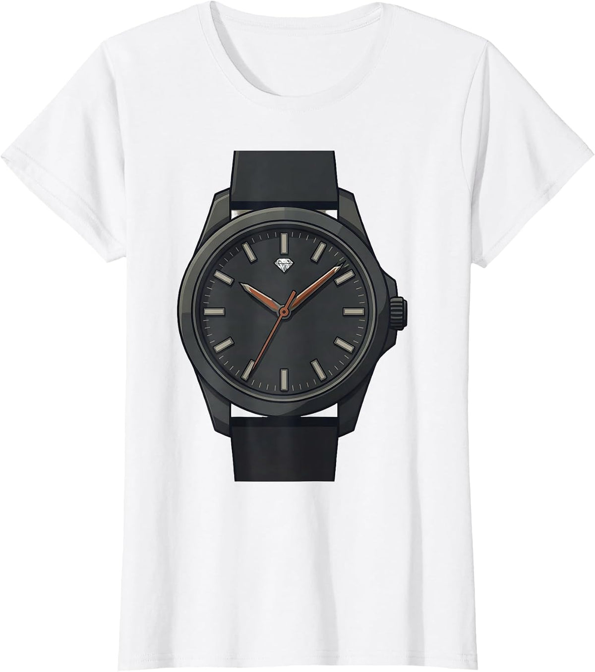 Oversized Watch Face Double Black Diamond Ski Humor T-Shirt - White