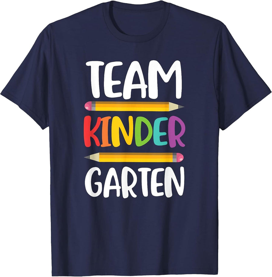 Team Kindergarten Funny First Day of School Teacher T-Shirt - Navy Blue