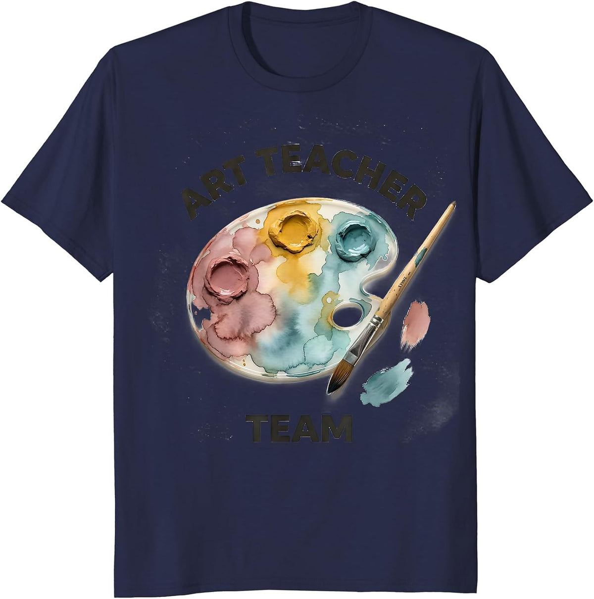 Men's Art Teacher Team Watercolor Painting Art Education Teacher T-Shirt - Navy Blue