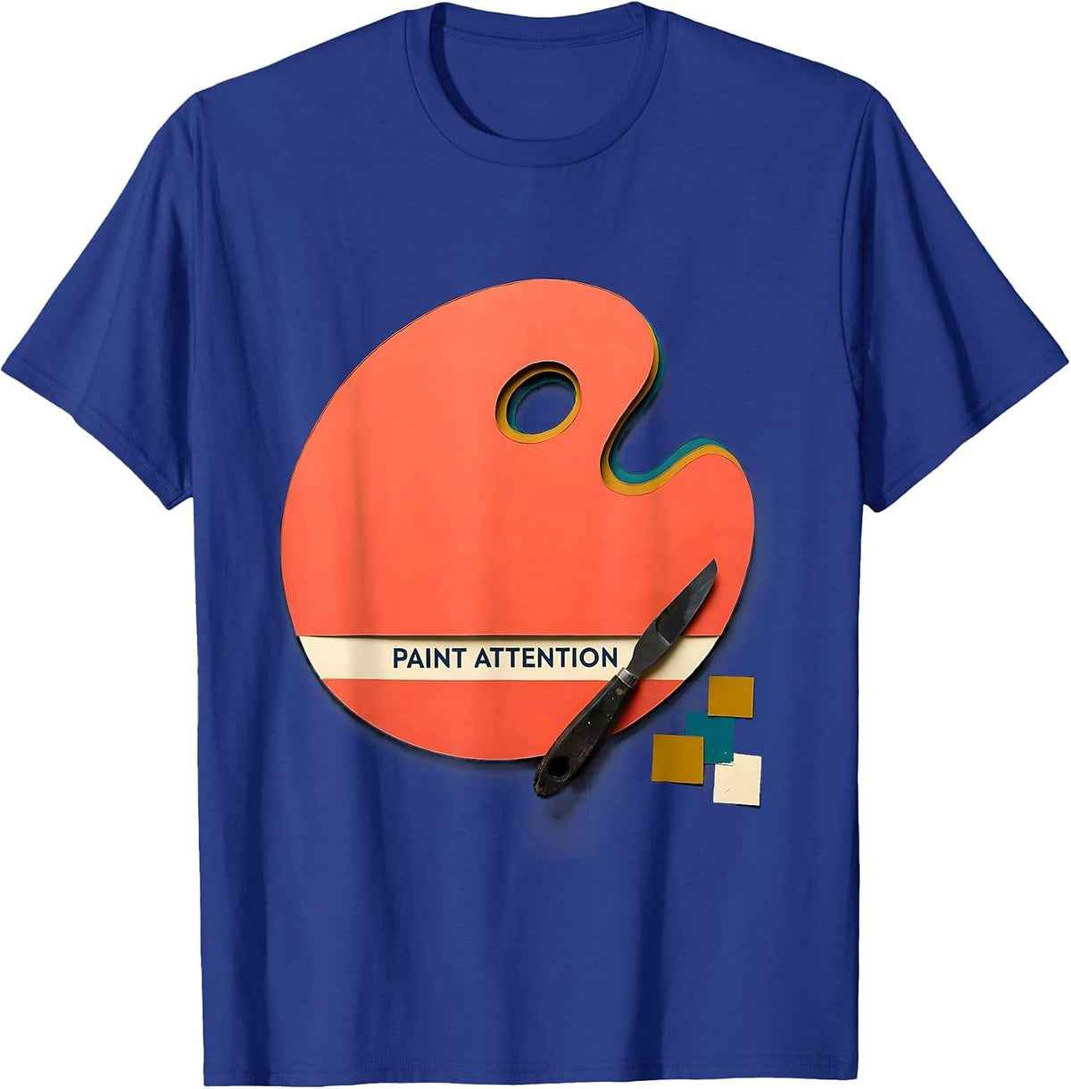 Men's Paint Attention Funny Art Teacher Painter Pun Gift T-Shirt - Royal Blue