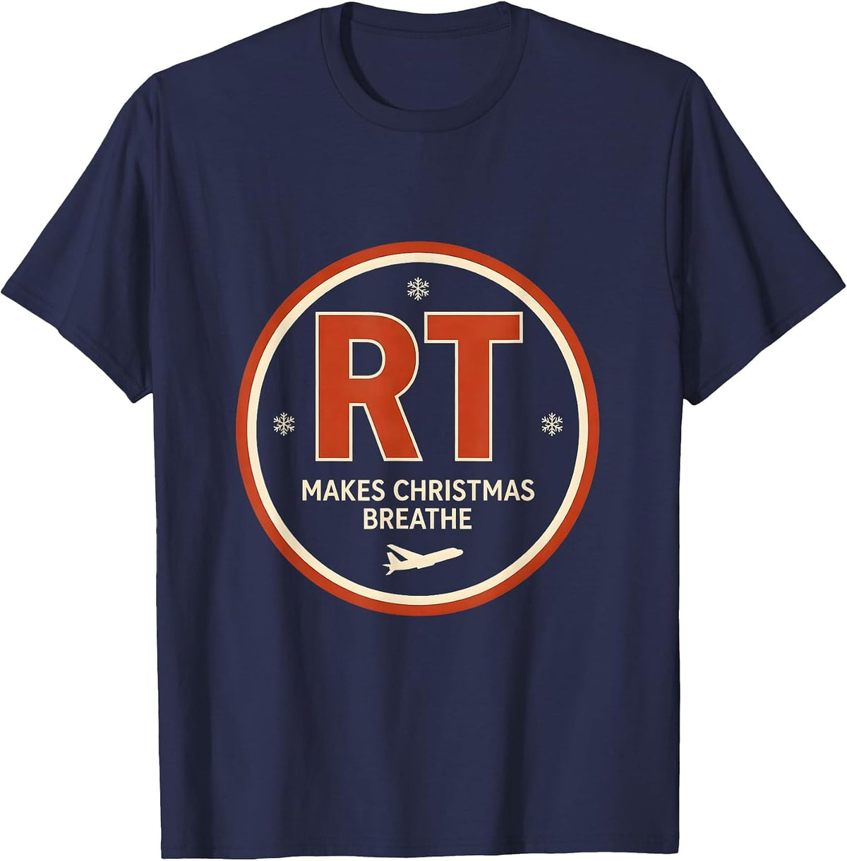 RT Makes Christmas Breathe Funny Respiratory Therapist T-Shirt - Navy Blue