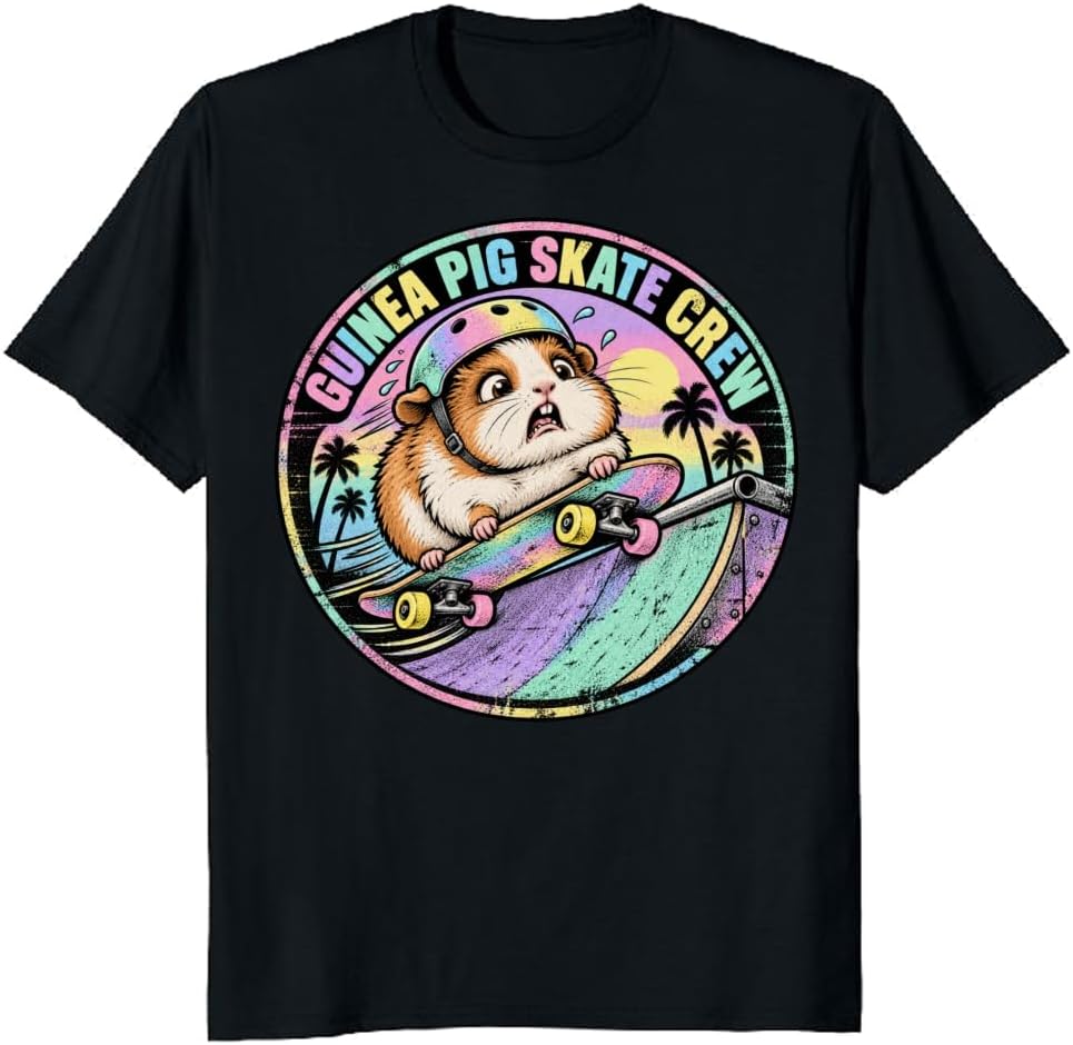 Vintage Devon Rex Skater Graphic Tee Skateboarding Cat Lover T-Shirt - S6
