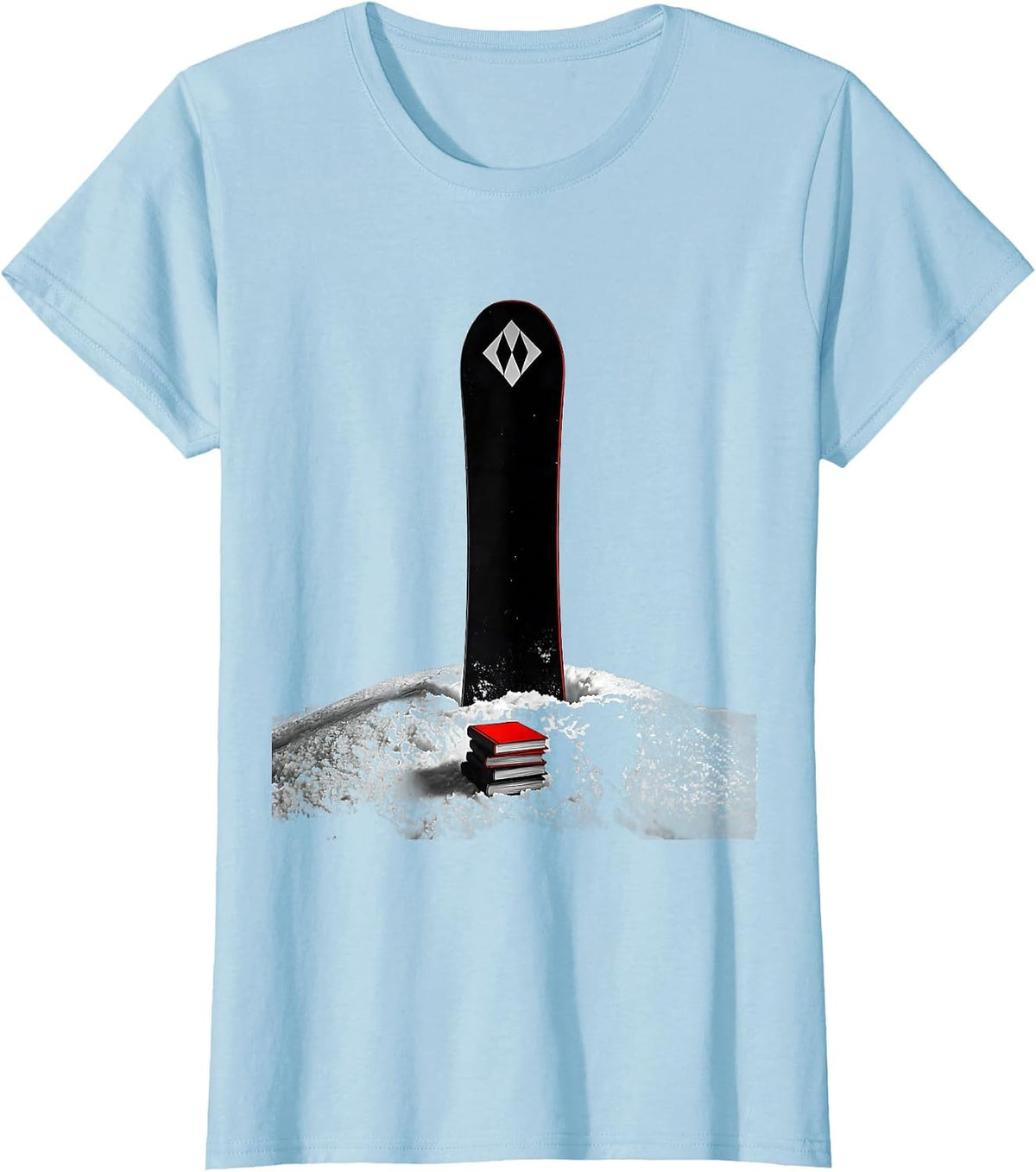 Women's Snowboard Monument Minimalist Winter Sports Humor T-Shirt - Baby Blue