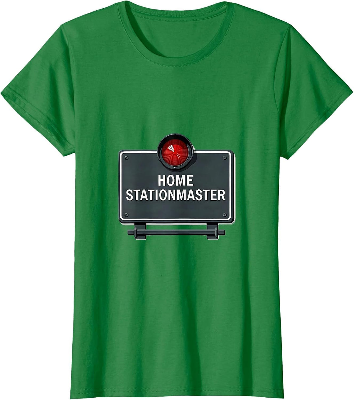 Home Stationmaster Funny Train Enthusiast Model Railroad T-Shirt - Kelly Green