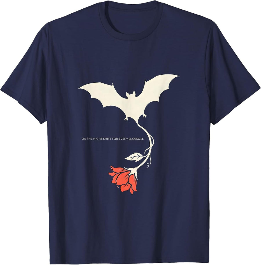 On The Night Shift For Every Blossom Funny Bat Lover T-Shirt - Navy Blue