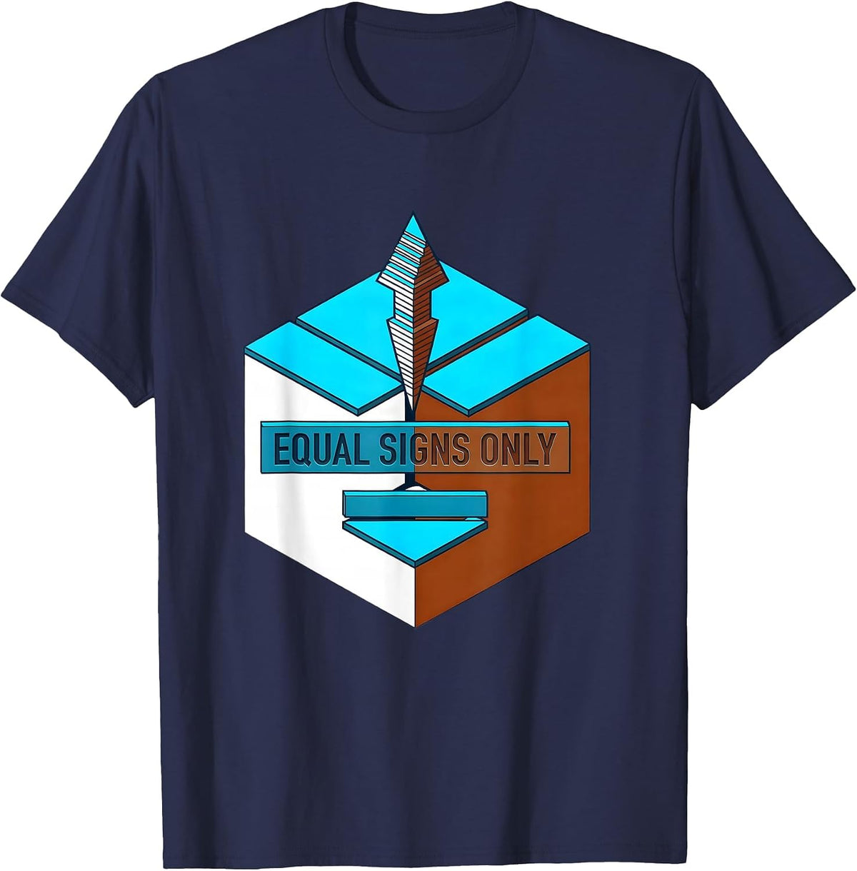 Men's Equal Signs Only Math Equality Greater Than Division T-Shirt - Navy Blue