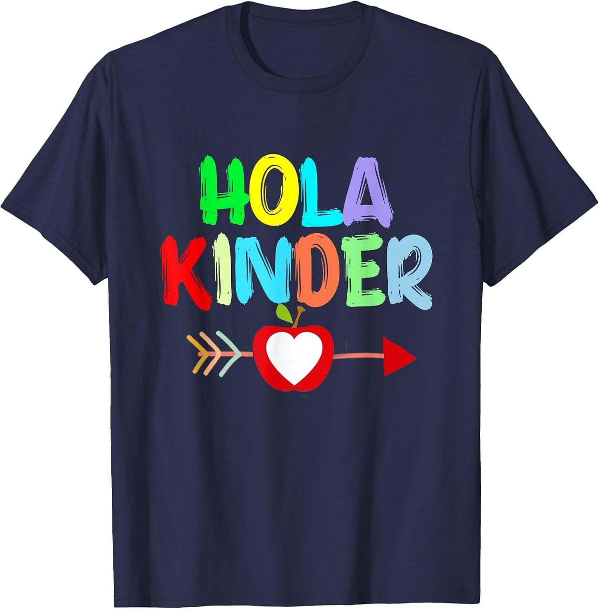 Hola Kinder Primer Día De Kindergarten in Spanish T-Shirt - Navy Blue