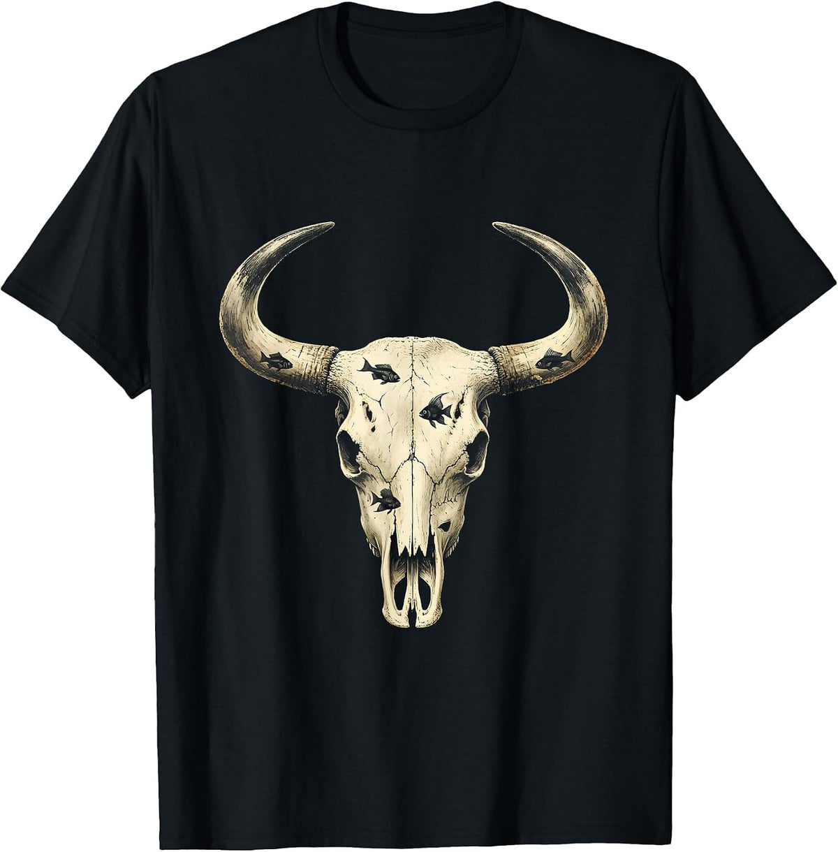 Men's Underwater Cow Tropical Fish Ocean Scene T-Shirt - Black