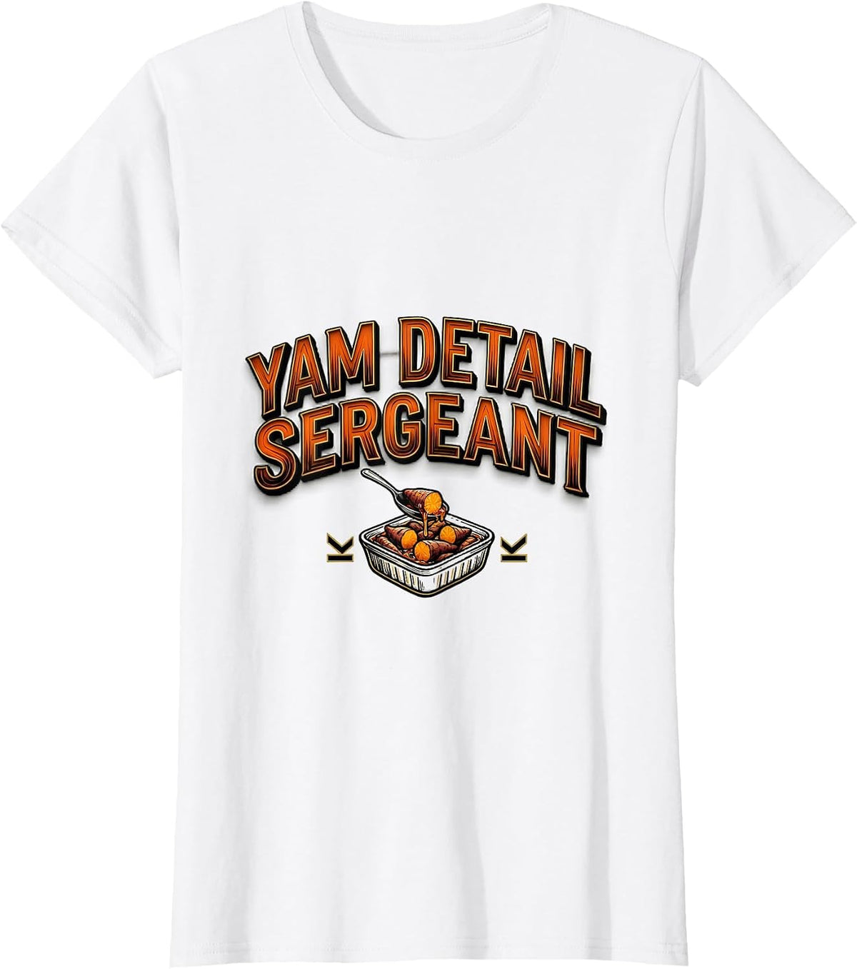 Yam Detail Sergeant Funny Thanksgiving Turkey Pun Family T-Shirt - White