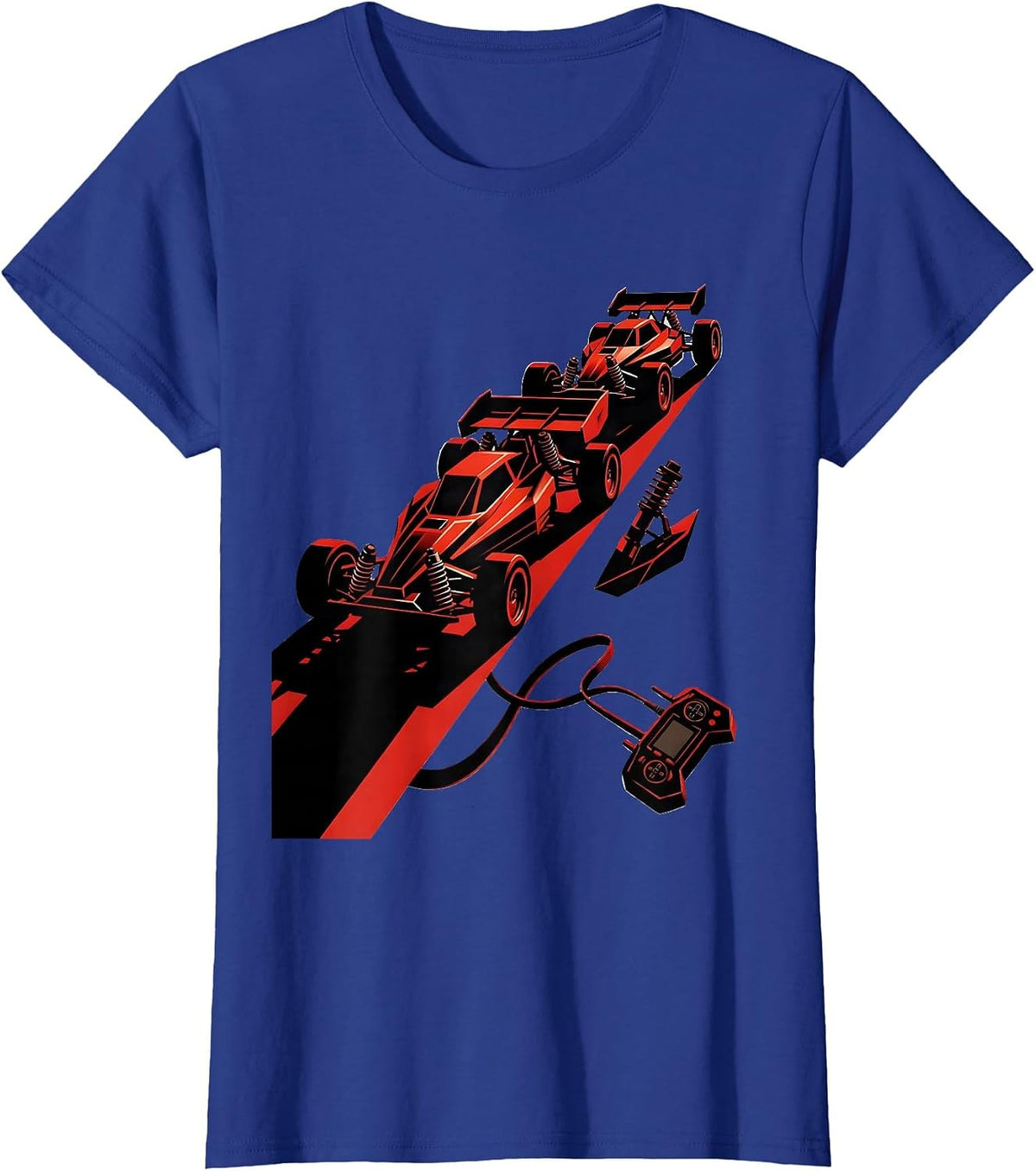 Women's RC Rally Car Geometric Humor Drag Racing Enthusiast T-Shirt - Royal Blue