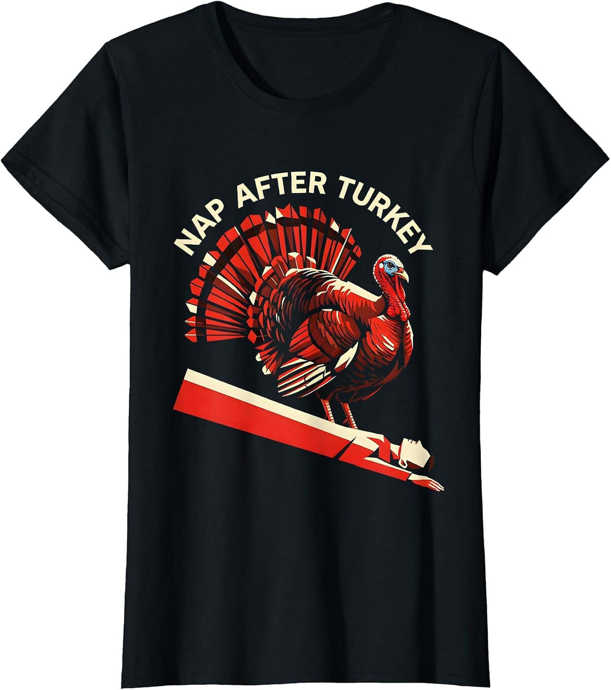 Women's Nap After Turkey Funny Thanksgiving Design T-Shirt - Black