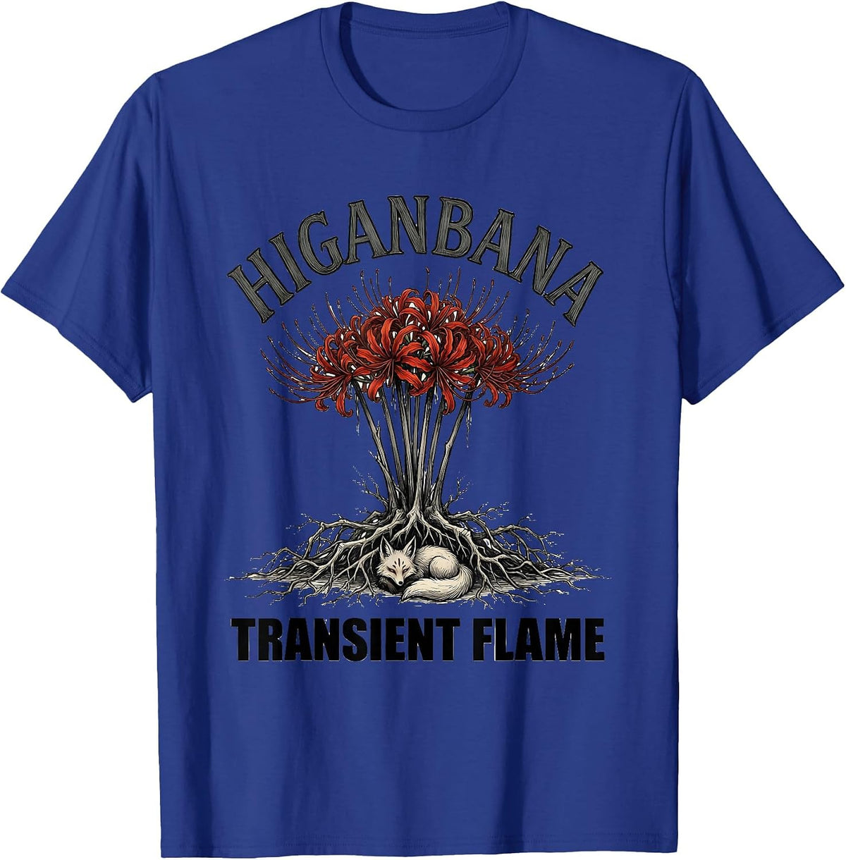 Men's Higanbana Transient Flame Horror Anime Kawaii Goth Aesthetic T-Shirt - Royal Blue