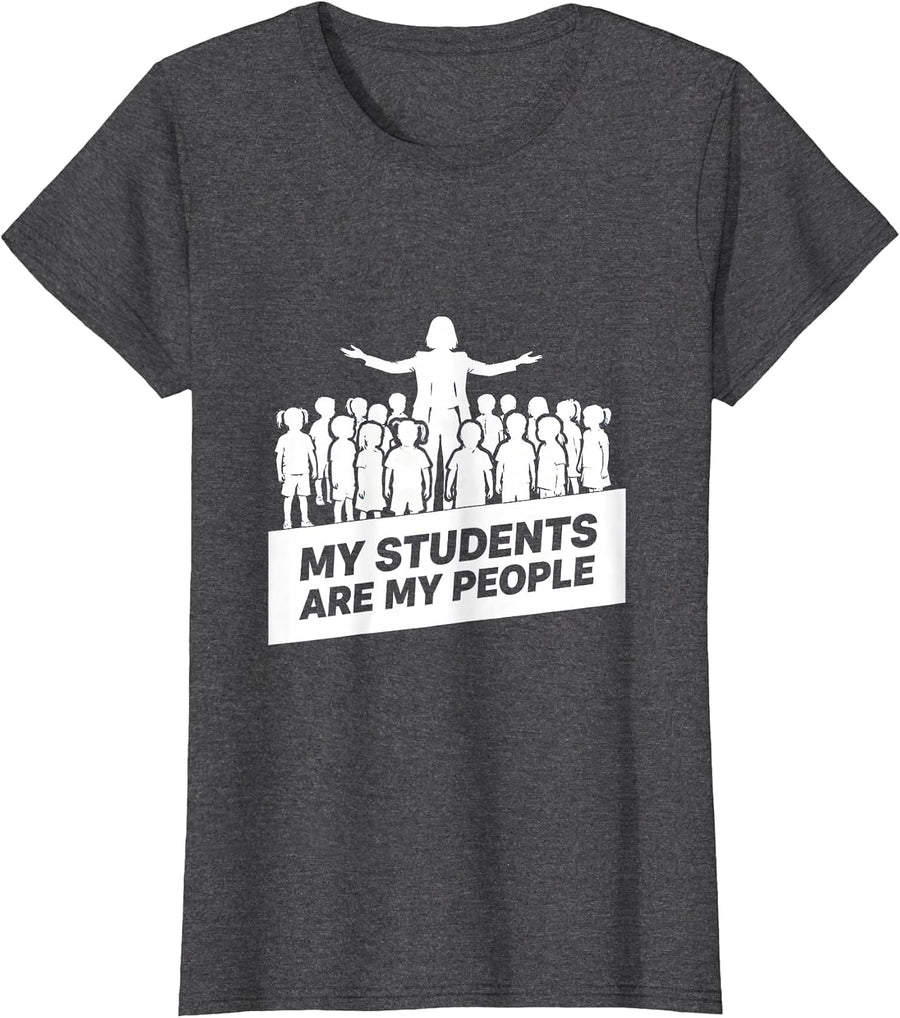 Women's My Students Are My People First Grade Teacher T-Shirt - Dark Heather Grey