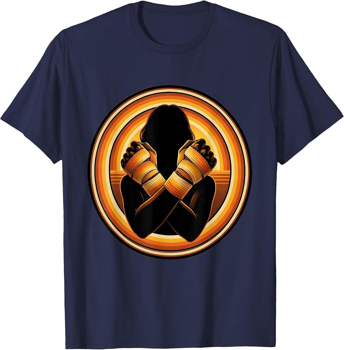 Men's Boxer Hand Wrapping Fighter Training Graphic T-Shirt - Navy Blue