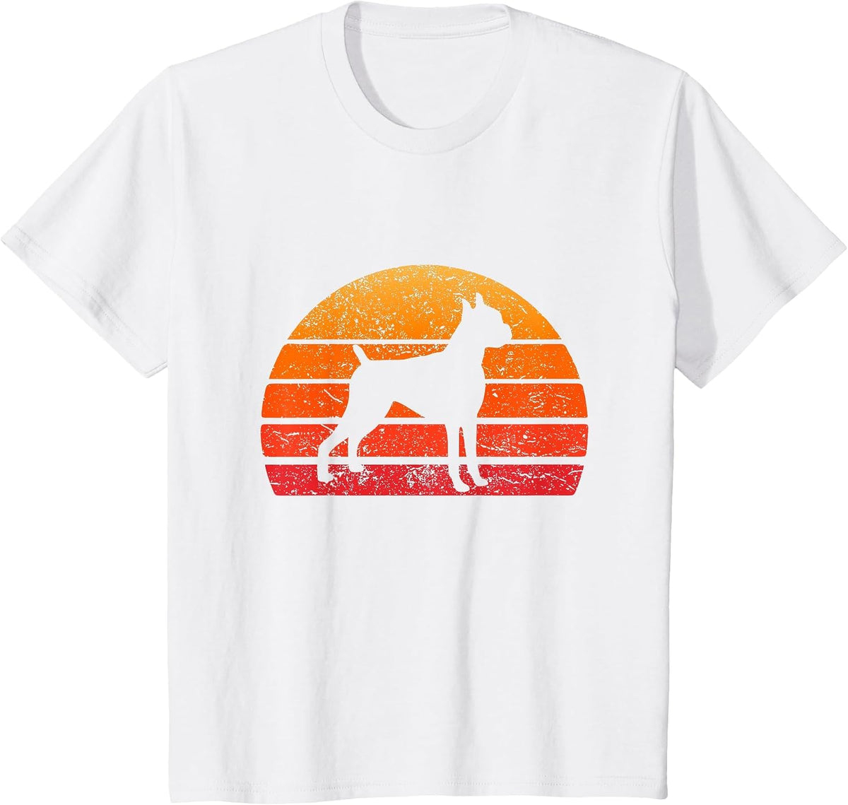 Retro Boxer Dog Outfit Men Distressed Sun Boxer T-Shirt - White