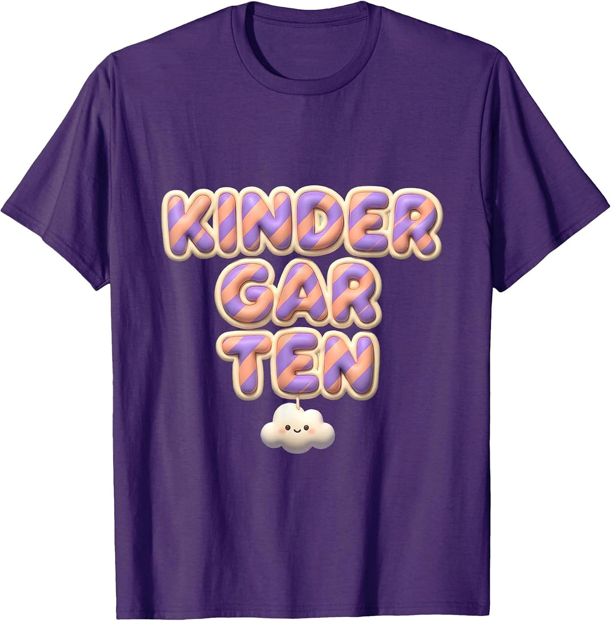 Kindergarten Cute Kawaii Preppy Grade Level Teacher Back T-Shirt - Purple