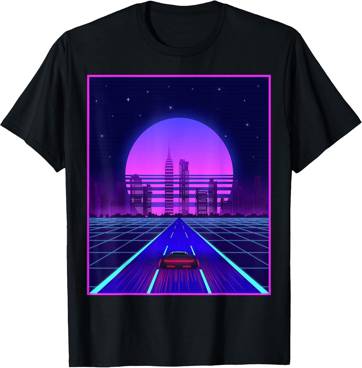 Vaporwave Synthwave Retro Car Outrun Aesthetic Clothes T-Shirt - Black