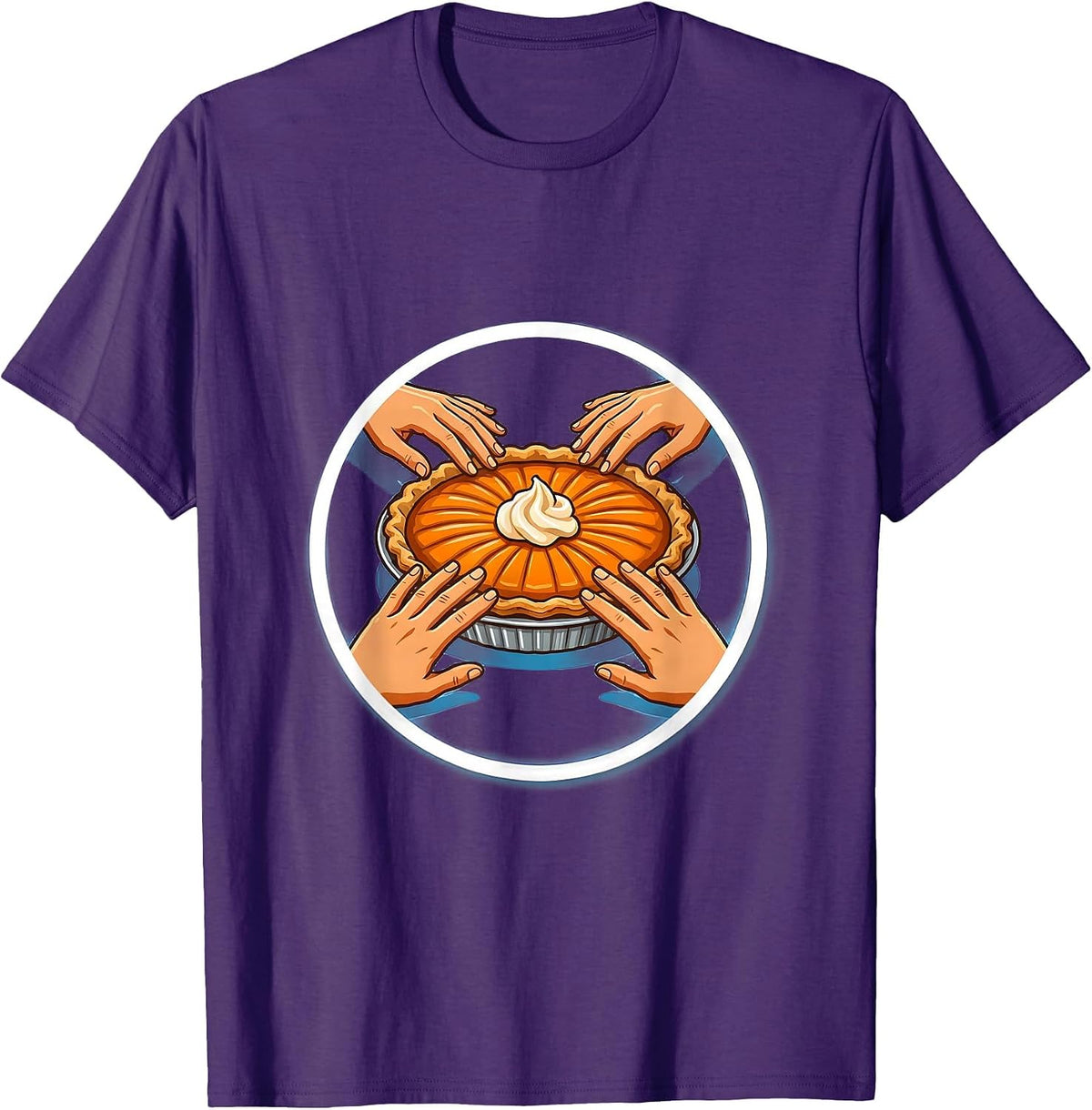 Men's Pumpkin Pie Sticker Funny Thanksgiving Pie Lover T-Shirt - Purple