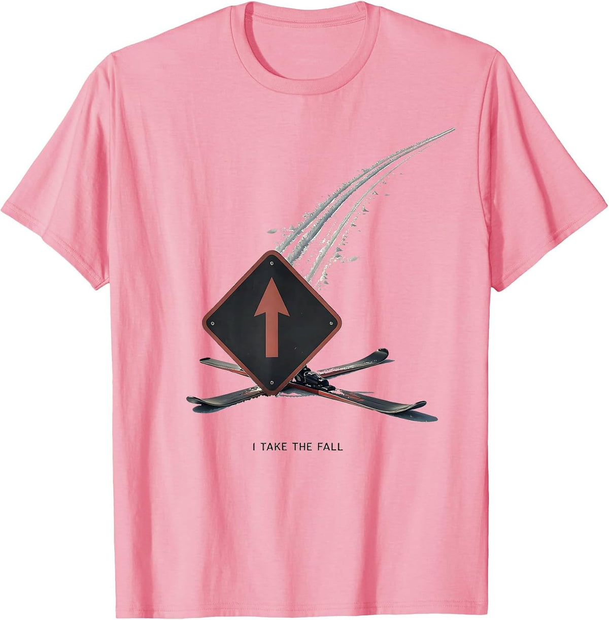 Men's I Take The Fall Funny Ski Humor Ski Lover Gift T-Shirt - Pink