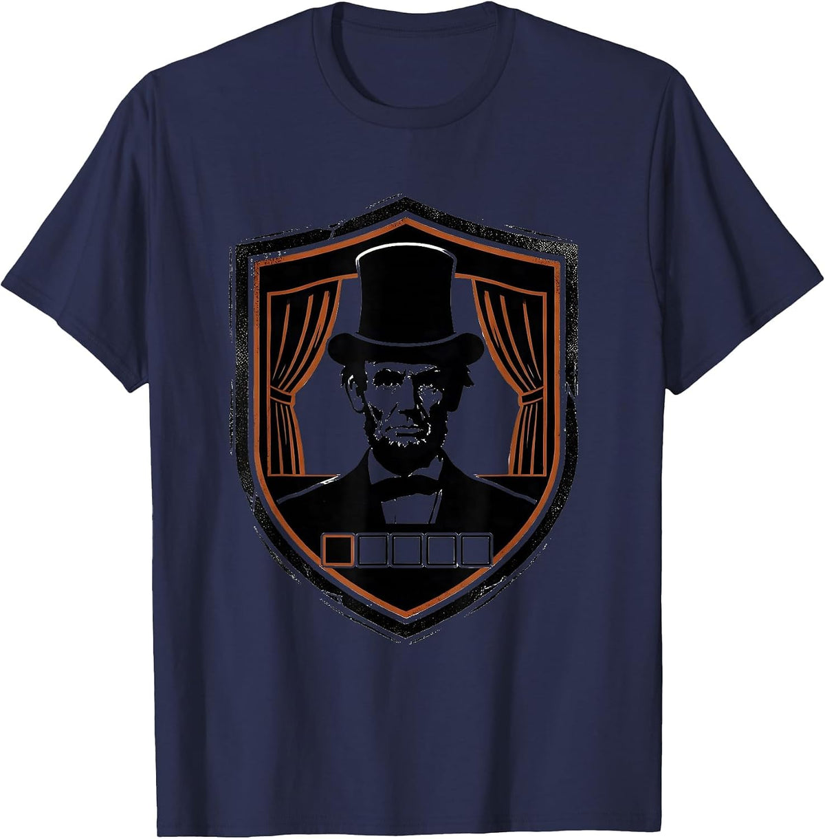 Sealed Shield Badge Abraham Lincoln Satirical History Humor T-Shirt - Navy Blue