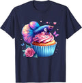 Kids Betta Fish Cupcake Theme Birthday Party Aquarium Fish T-Shirt - Navy Blue