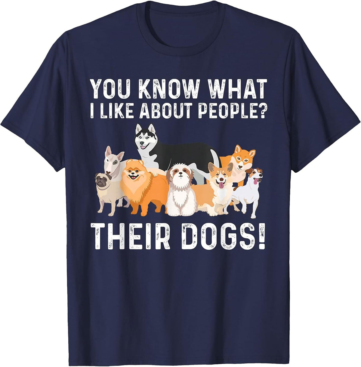 Cute Dog Design for Men Women Kids Dog Lovers I Like Dogs T-Shirt - Navy Blue