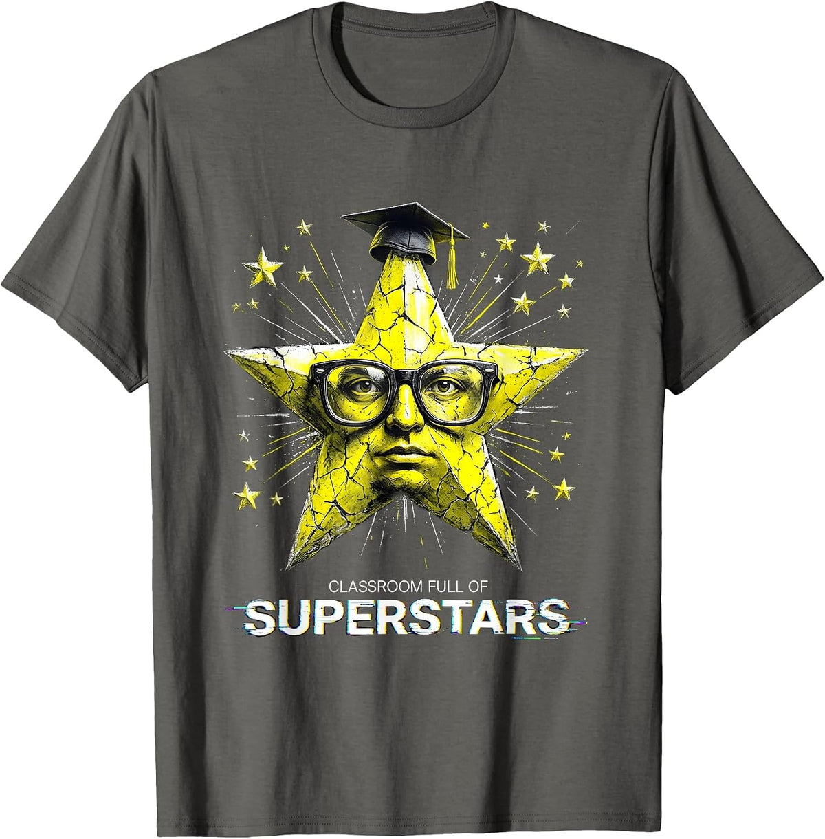 Classroom Full of Superstars 3rd Grade Teacher T-Shirt - Asphalt Grey