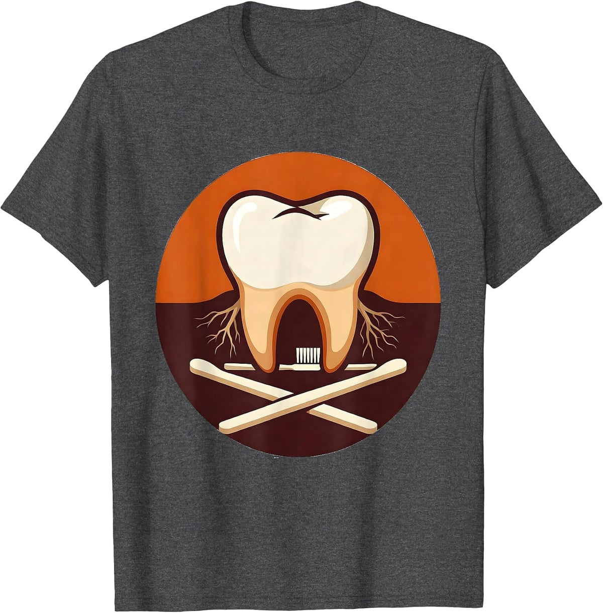 Men's Rounded Molar Wishbone Dental Humor Thanksgiving T-Shirt - Dark Heather Grey