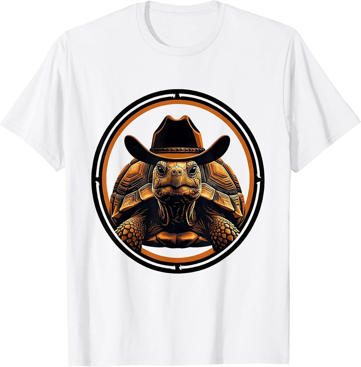 Men's Desert Tortoise Cowboy Hat Illustration T-Shirt - White