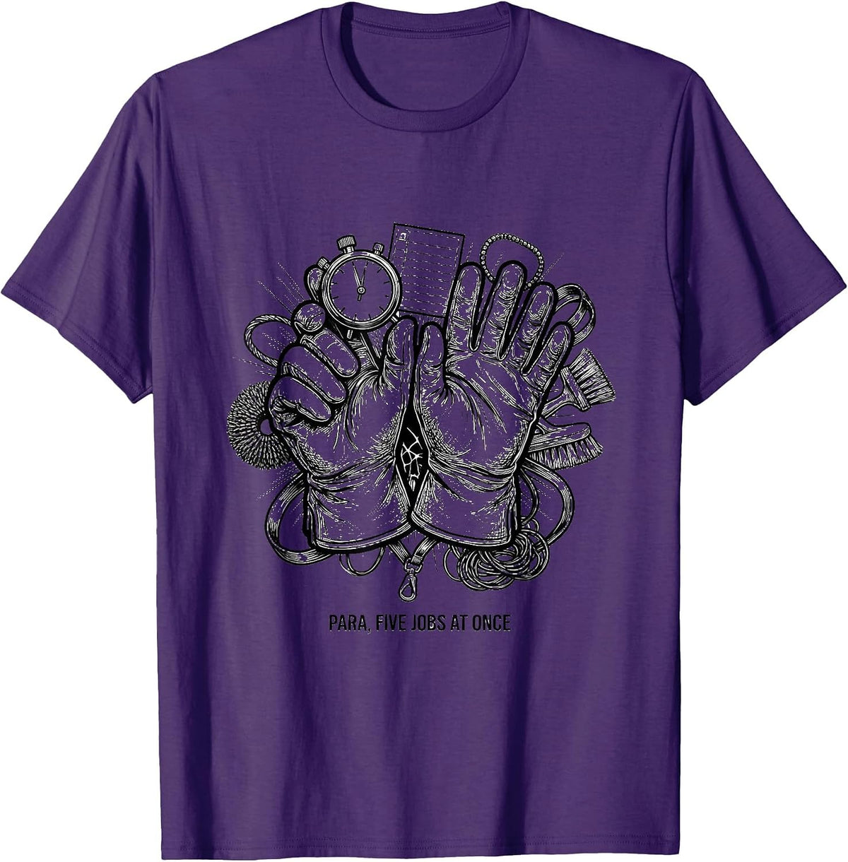 Men's Para Five Jobs At Once Funny Paraprofessional Work Humor T-Shirt - Purple