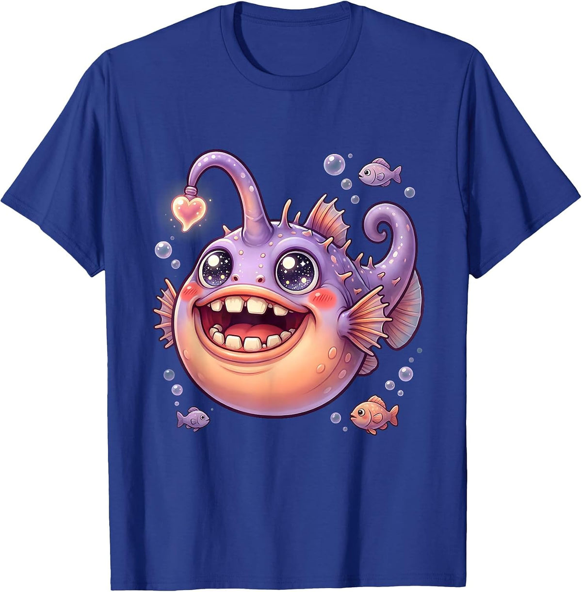 Salty Deep Sea Anglerfish Glowing Lure Design T-Shirt - Royal Blue