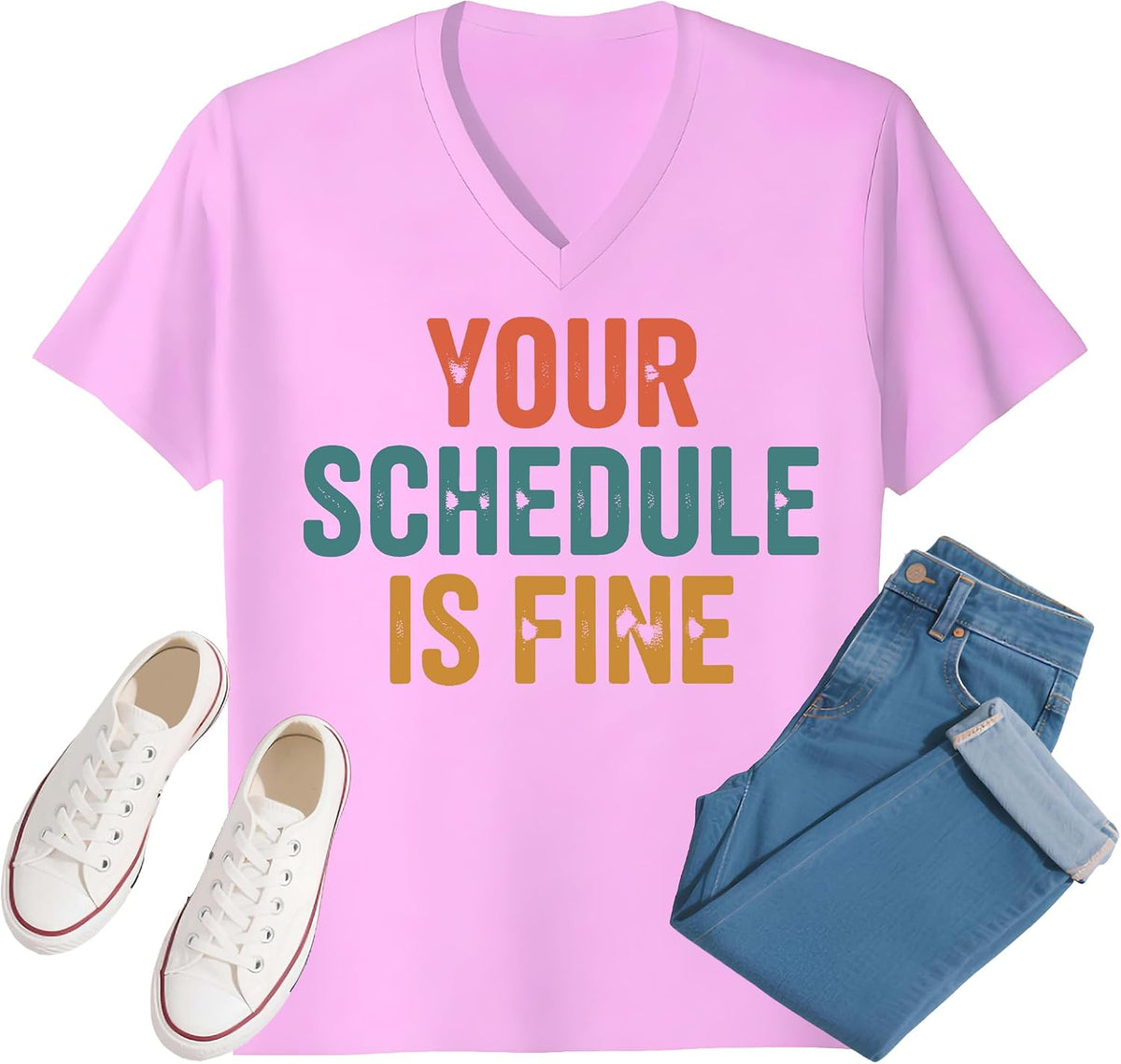Your Schedule is Fine Shirt Your Schedule is Fine Tshirt Funny School Counselor T-Shirt for Women Men - V-Neck Pink V-neck