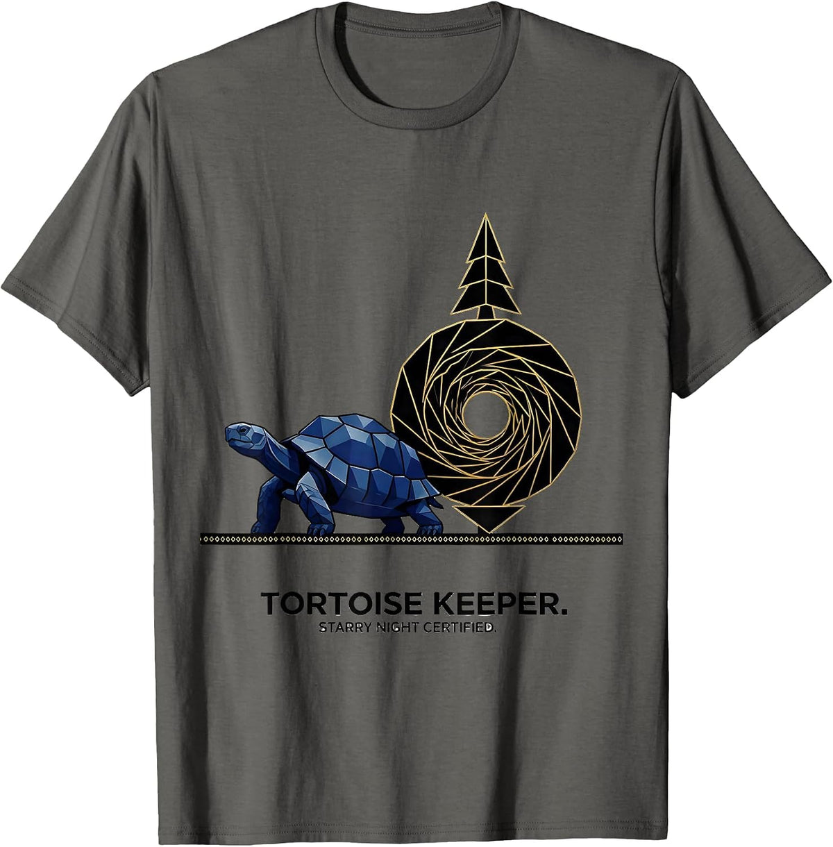 Men's Tortoise Keeper Starry Night Certified Geometric Art Lover T-Shirt - Asphalt Grey