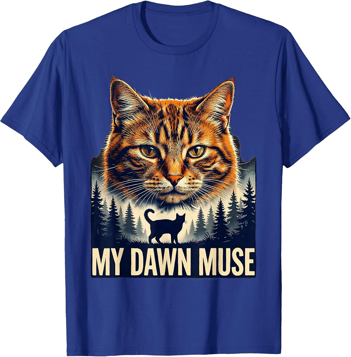 My Dawn Muse Vintage Cat Lover Retro 90s Wildlife T-Shirt - Royal Blue