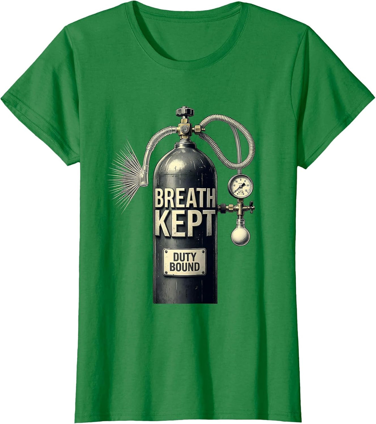 Women's Breath Kept Duty Bound Respiratory Therapist RT Care Week T-Shirt - Kelly Green