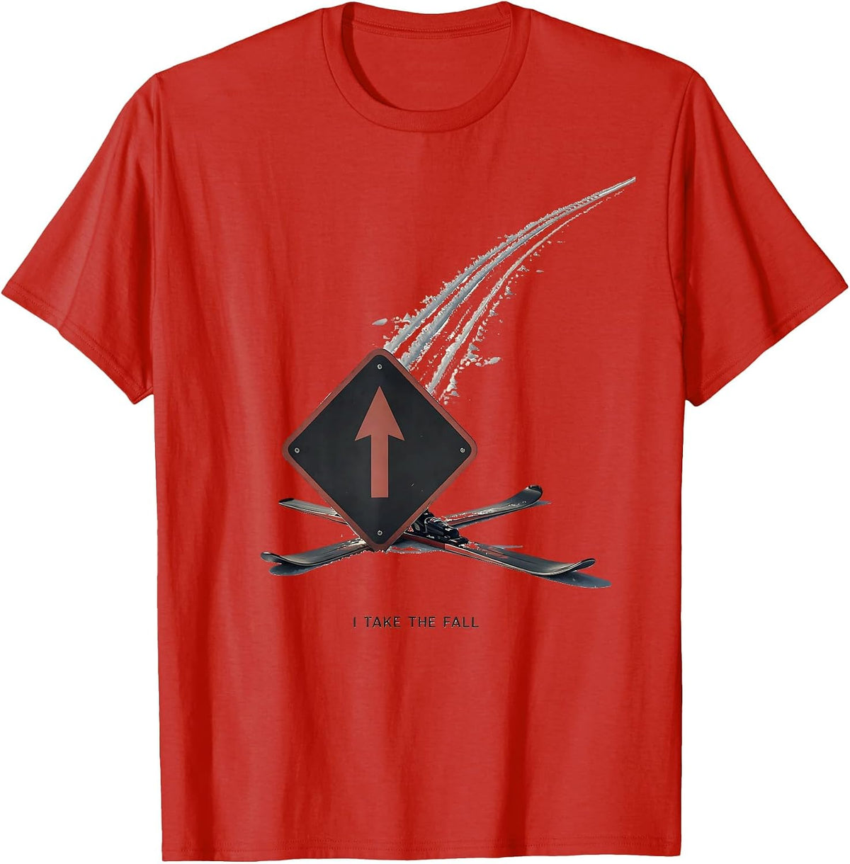 Men's I Take The Fall Funny Ski Humor Ski Lover Gift T-Shirt - Red