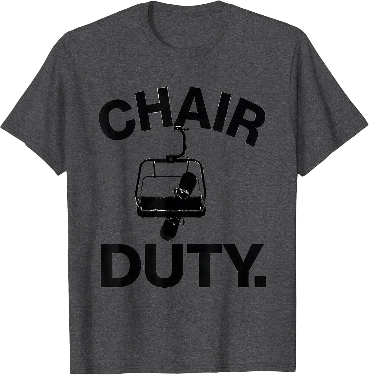 Men's Chair Duty Minimalist Ski Lift Snowboarder Winter Sports T-Shirt - Dark Heather Grey