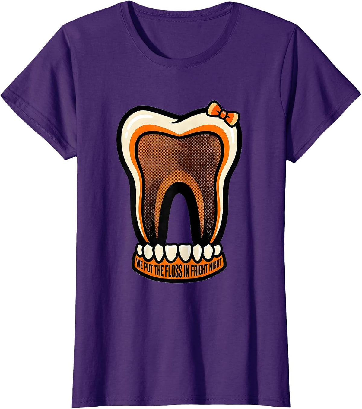 Women's We Put The Floss In Fright Night Dental Squad Halloween T-Shirt - Purple