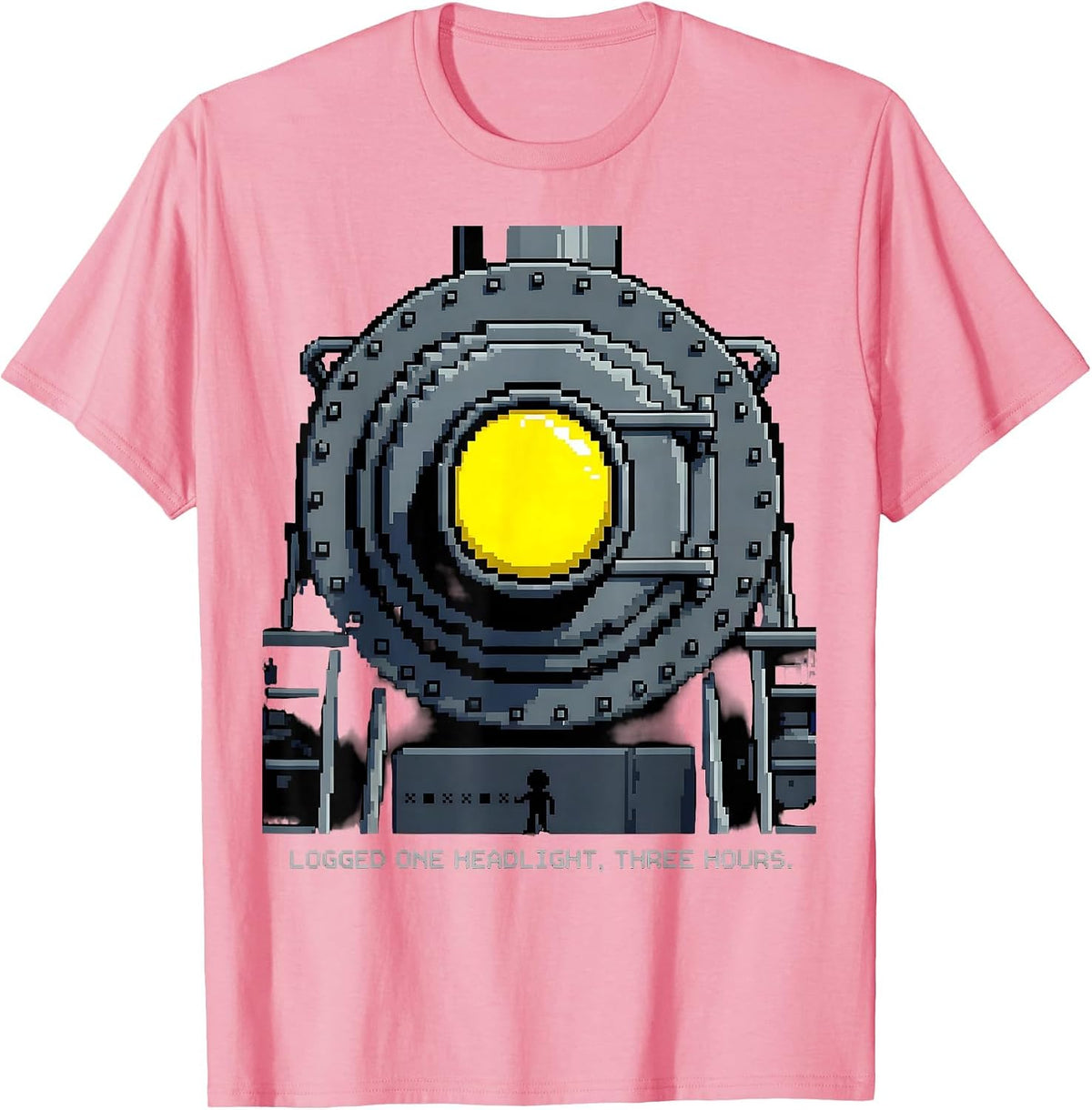 Men's Logged One Headlight Three Hours Pixel Art Big Boy 4014 T-Shirt - Pink
