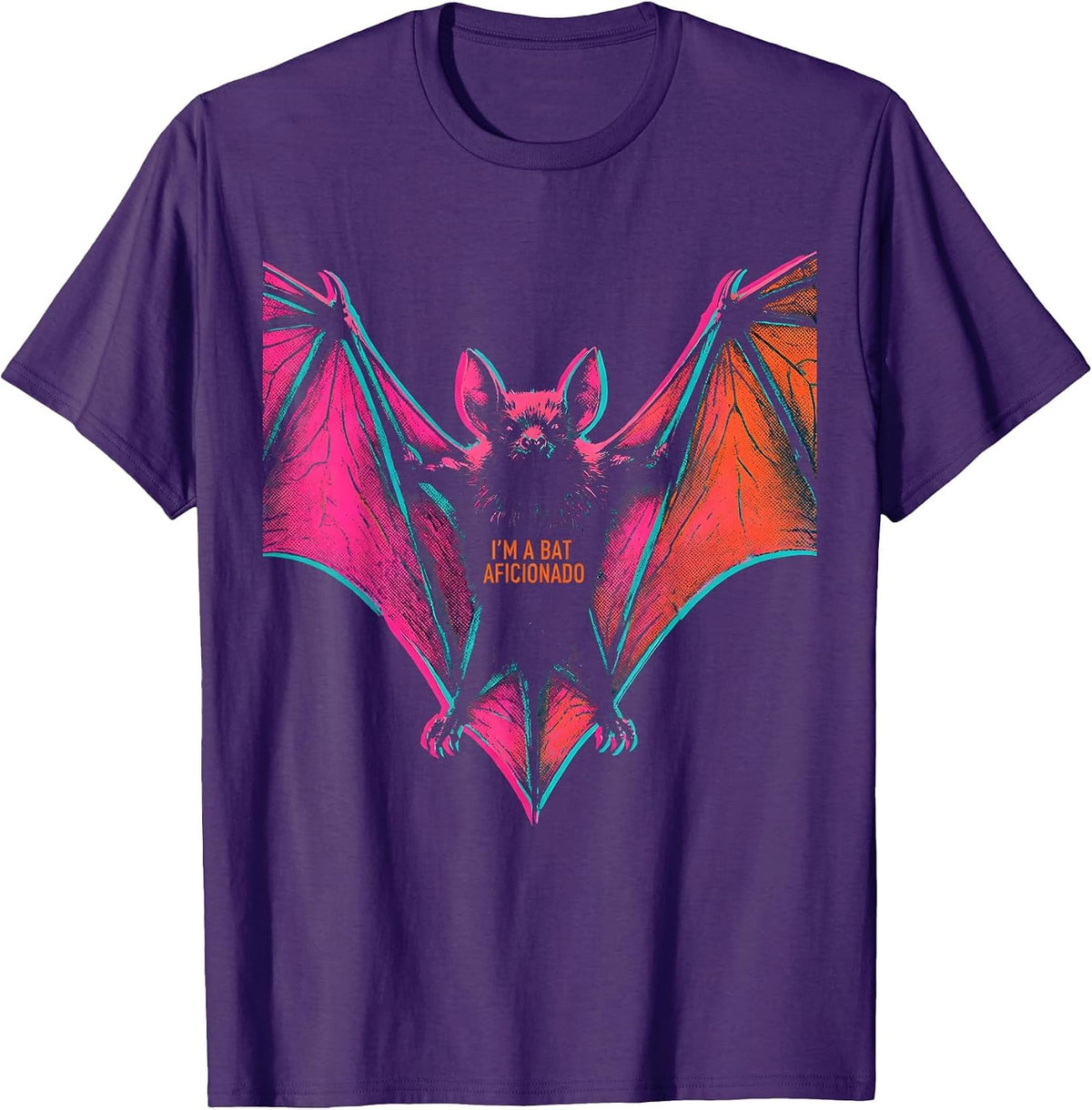 I'm A Bat Aficionado Risograph Bat Lover Halloween Wildlife T-Shirt - Purple