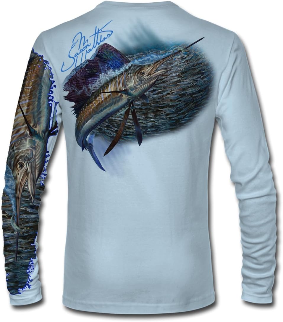 Sailfish Baitball Long Sleeve UPF 50+ High Performance Fishing Shirt (JM015) - Seagrass