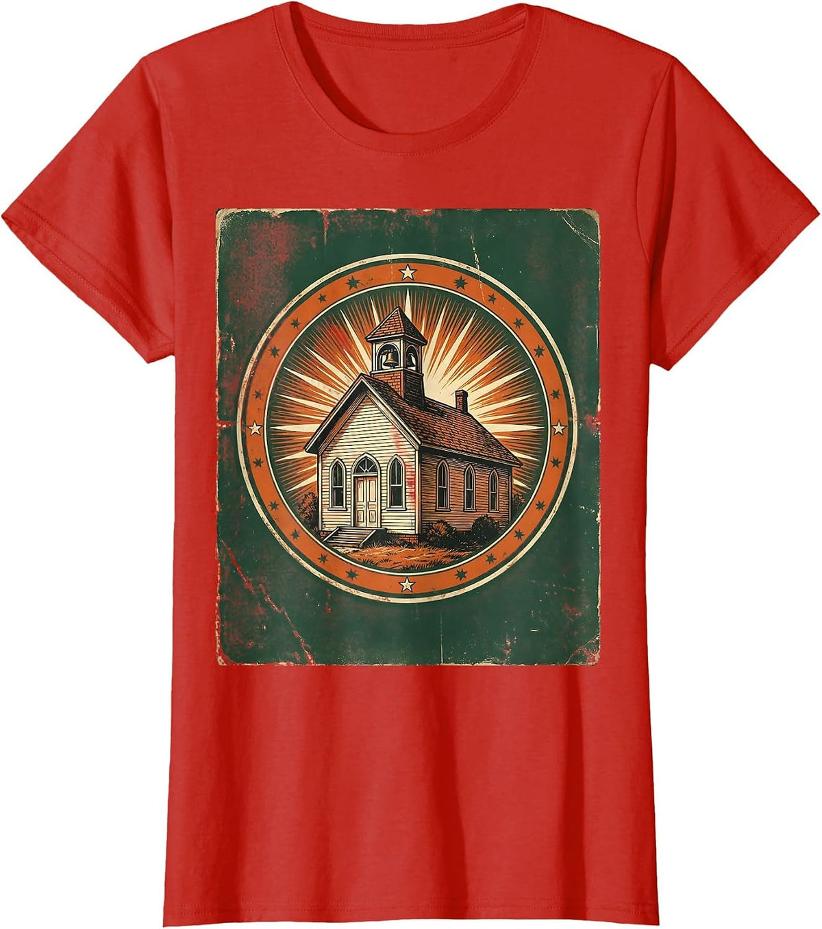 First Grade Teacher Schoolhouse Sunshine Design T-Shirt - Red
