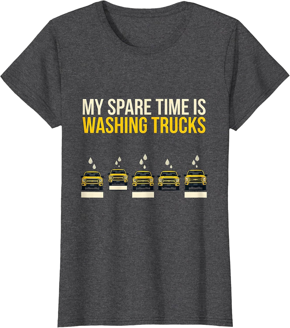 Women's My Spare Time Is Washing Trucks Funny Car Enthusiast Car Guy T-Shirt - Dark Heather Grey