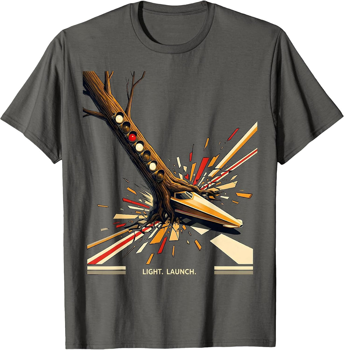 Light. Launch Constructivist Poster Drag Racing RC Car T-Shirt - Asphalt Grey