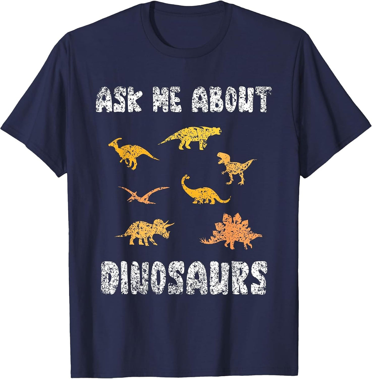 Ask Me About Dinosaurs Cute Lover Kids Dinosaur T-Shirt - Navy Blue
