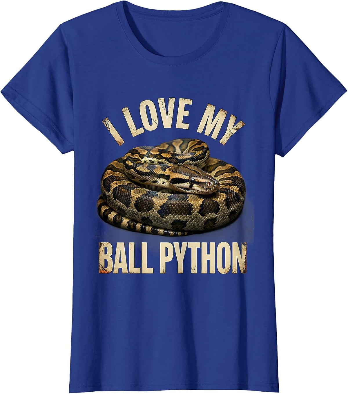 Women's I Love My Ball Python Distressed Funny Reptile Lover Gift T-Shirt - Royal Blue